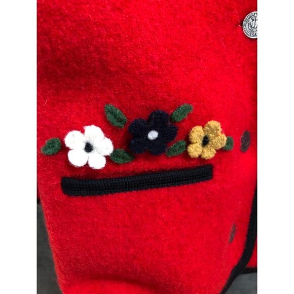 Vintage Elegance Seiler Norwegian Red Felted 100% Wool Jacket Size 116cm 6Y - Picture 4 of 12